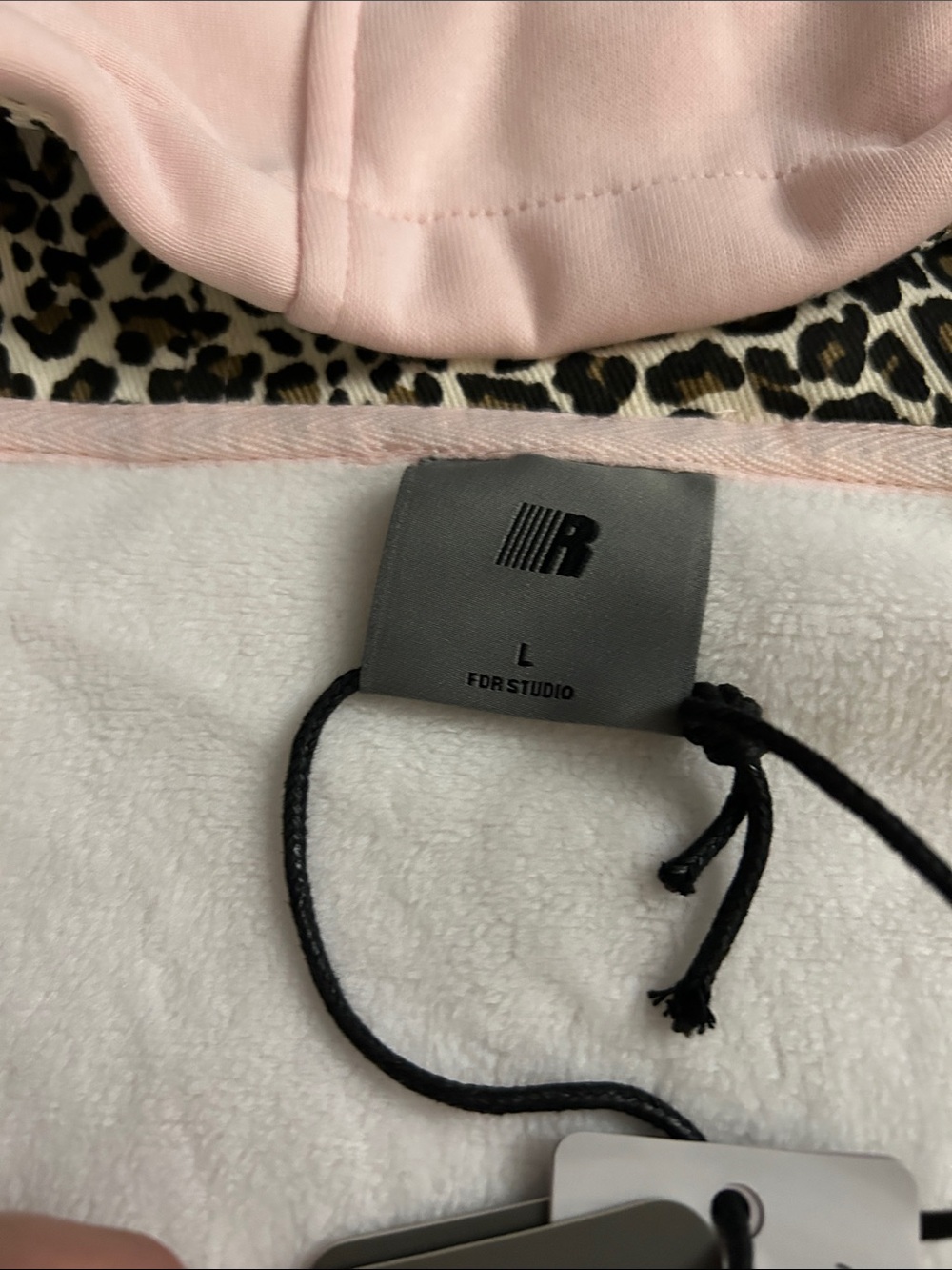 FDR Heavyweight Light Pink Zip Hoodie with Leopard-Lined Hood - Picture 3 of 5
